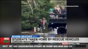 Carolina Beach Elementary Students Taken Home On High Water Rescue Vehicles