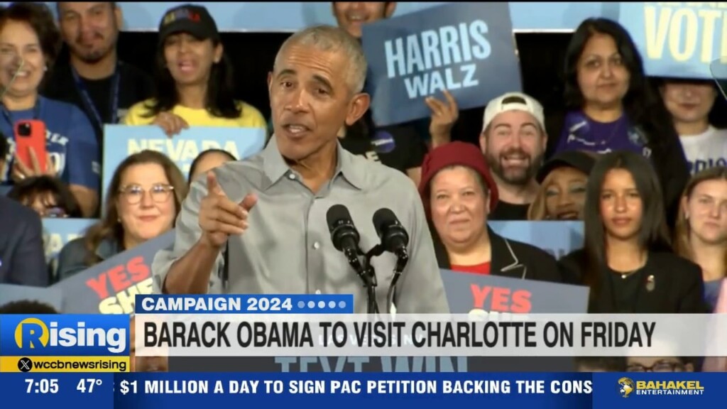 Former President Obama To Campaign For Kamala Harris In Charlotte