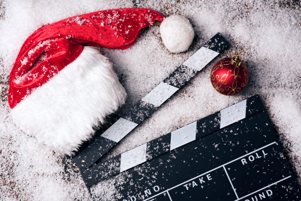 Christmas Hat With Film Board In The Snow