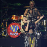 Gwen Stefani, left, of No Doubt, and Adrian Young perform during the FireAid benefit concert on Thursday, Jan. 30, 2025, at The Forum in Inglewood, Calif. (AP Photo/Chris Pizzello)