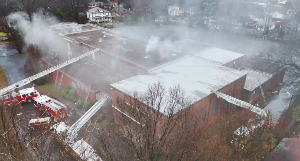 Arson suspect arrested after fourth fire at Wilmore School. Photo from Charlotte Fire Dept.