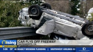 Car Flies Off Overpass In Ca