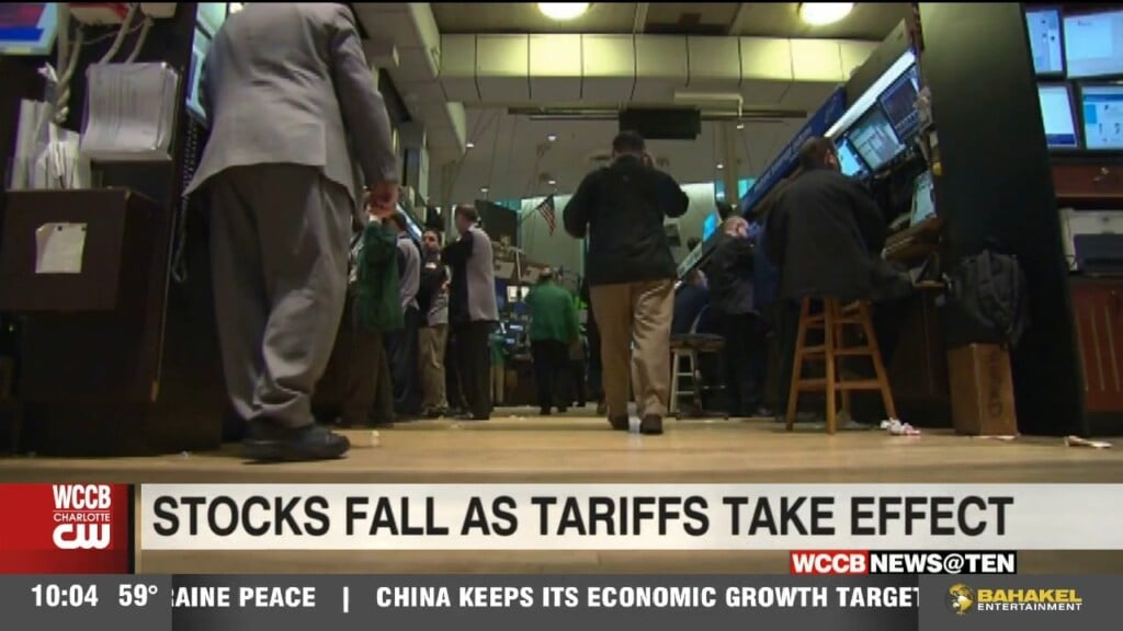 Stocks Fall As Tariffs Take Effect