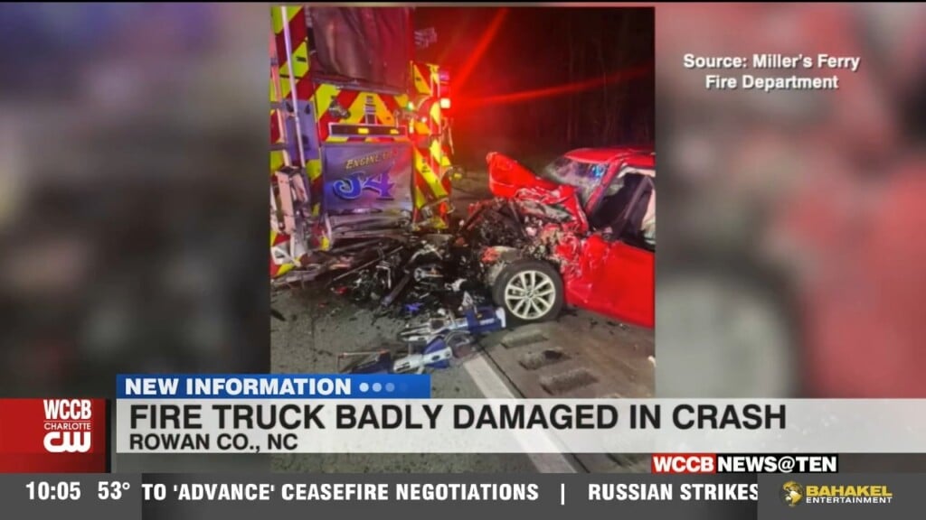 Fire Truck Badly Damaged In Crash In Rowan County