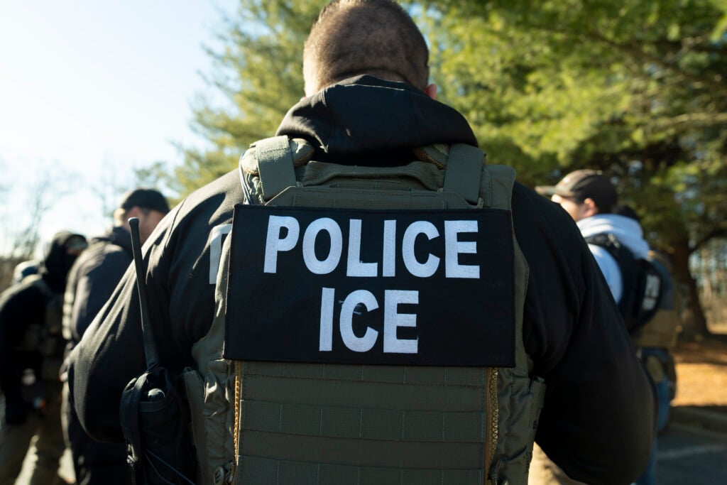 ICE, U.S. Immigration and Customs Enforcement Baltimore Field Officer director Matt Elliston listens during a briefing, Monday, Jan. 27, 2025, in Silver Spring, Md. (AP Photo/Alex Brandon, File)