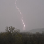 Lightning strikes as storms move through the area Wednesday, April 2, 2025, in Ashland City, Tenn. (AP Photo/George Walker IV)