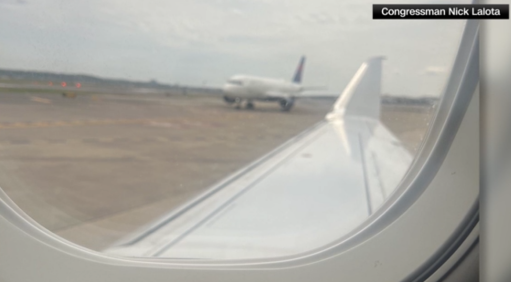 Photo from Rep. Nick LaLota after two American Airlines planes bumped wings at Reagan National.