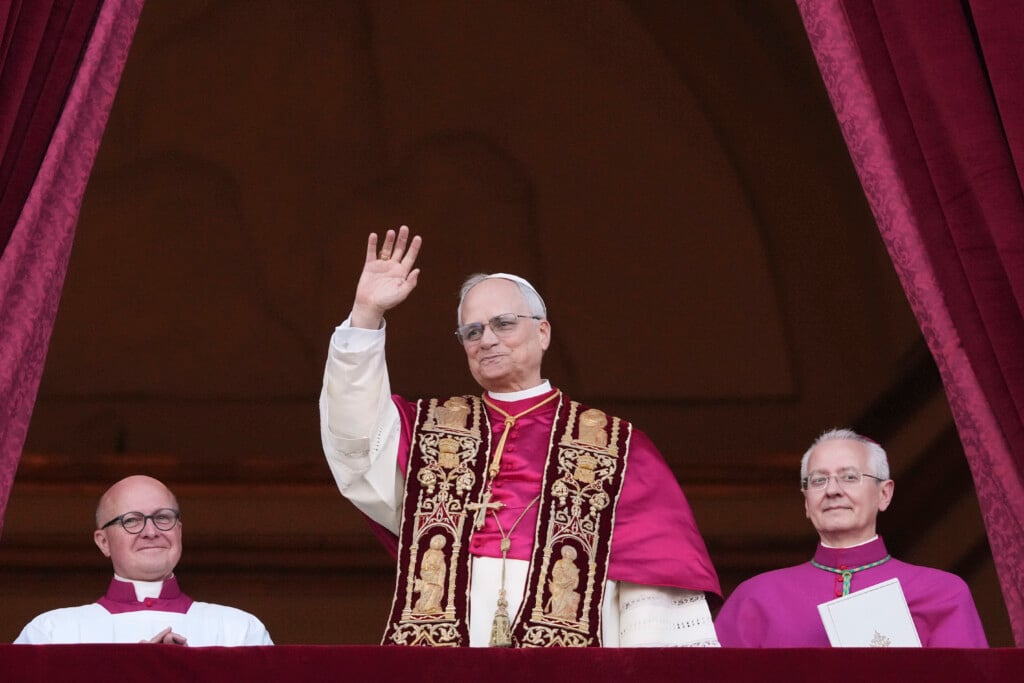 Robert Prevost, first American pope in history of the Catholic Church, takes the name Leo XIV. Thursday, May 8, 2025. (AP Photo/Alessandra Tarantino)