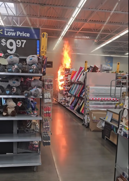 A 12-year-old boy pleaded guilty to setting a fire inside the Lancaster Walmart on 5/4/25. Picture from Yolanda La’Shawn Fisher.
