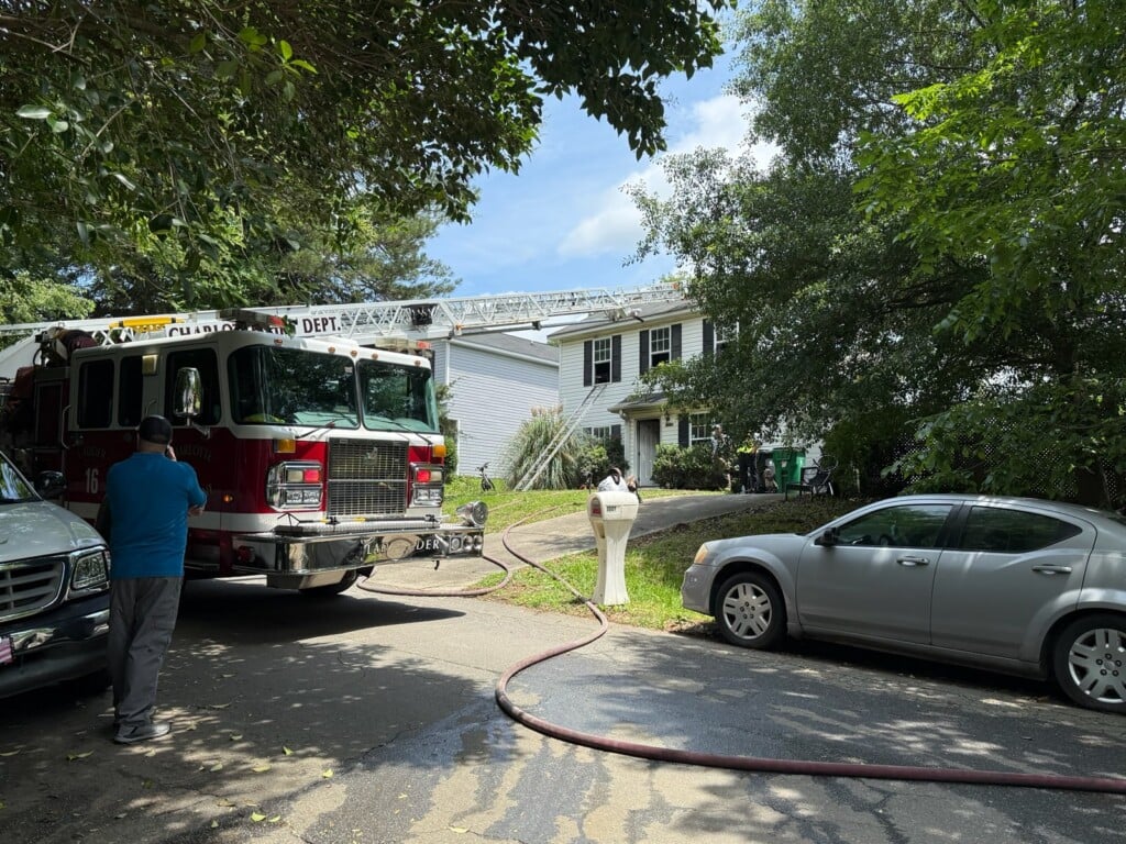 One person hurt after house fire in south Charlotte on Friday.