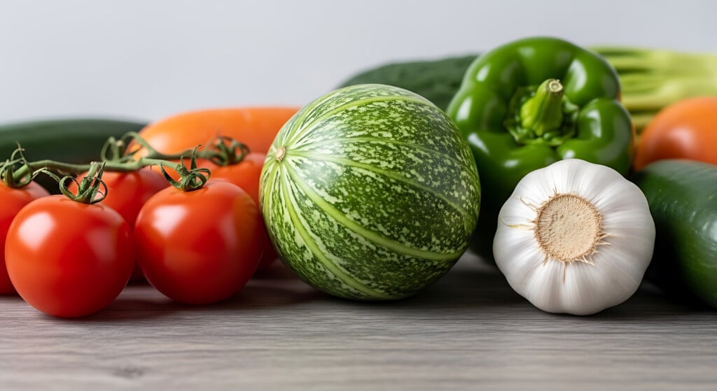 Fresh Harvest: Assorted Vegetables On Wooden Surface