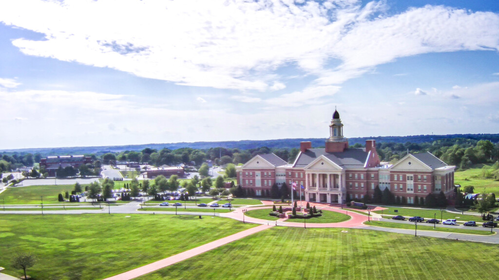 Drone Shot Of City Hall Of Kannapolis, North Carolina