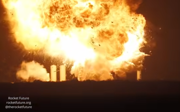 This image from rocketfuture.org shows a SpaceX rocket explodes at Starbase, SpaceX’s launch site at the southern tip of Texas late Wednesday, June 18, 2025.