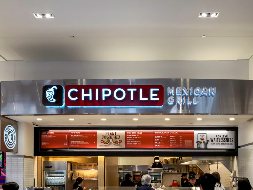 Vaughan, Ontario, Canada June 4, 2019: Sign Of Chipotle Mexican Grill In The Food Court At Vaughan Mills Mall Near Toronto, Canada. Chipotle Offers Mexican Food.