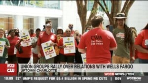 Union Groups Protest Outside Wells Fargo
