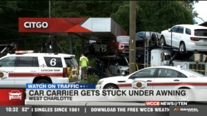 Car Carrier Gets Stuck