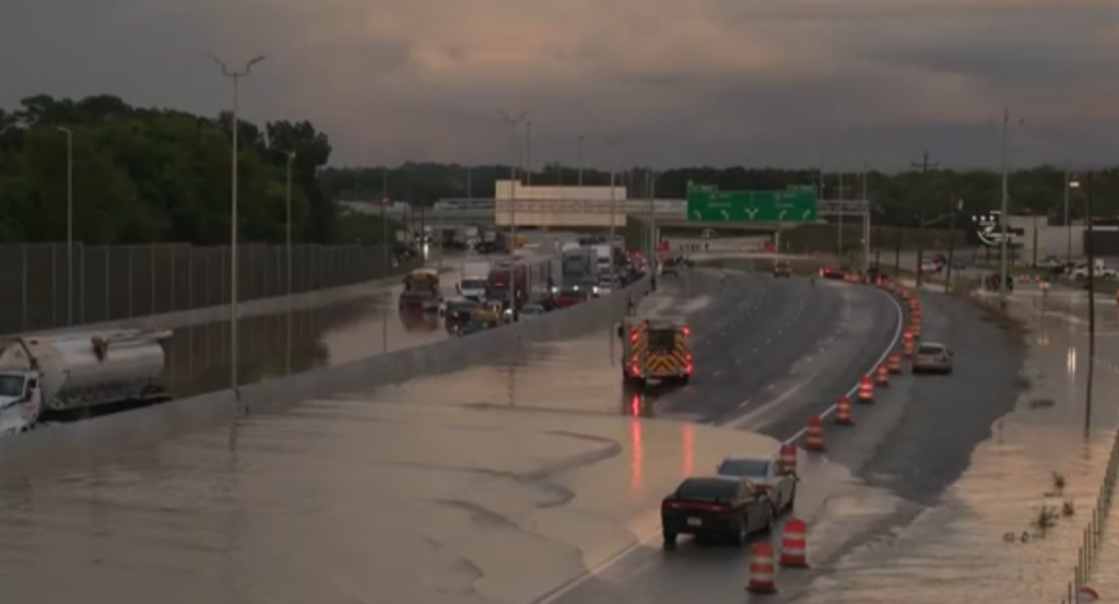 TDOT closed part of I-24 on Tuesday after heavy rain caused flooding. Pic from CNN.