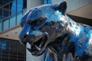 Panthers Mascot Sculpture: Bronze Statue At Carolina Football Stadium In Charlotte, Nc
