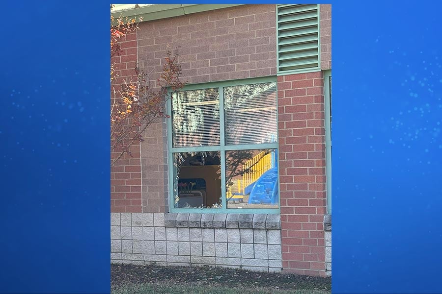 Chester County School Broken Window