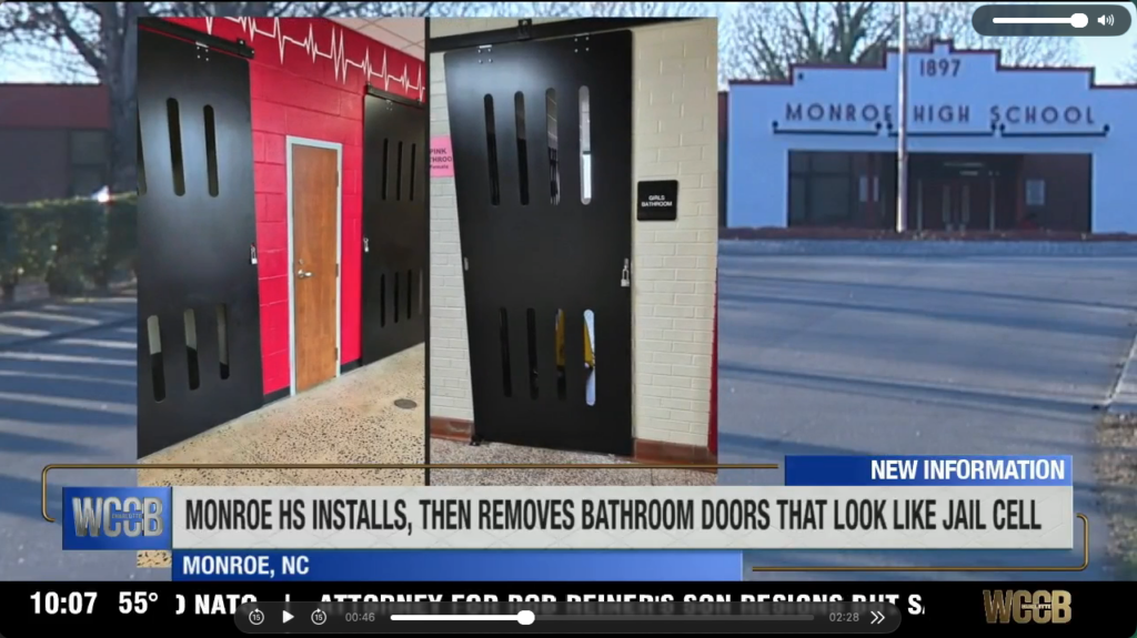 Monroe Hs Installs, Then Removes Bathroom Doors That Look Like Jail Cell
