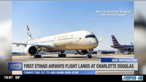 Etihad Airways Flight Lands At Clt Douglas