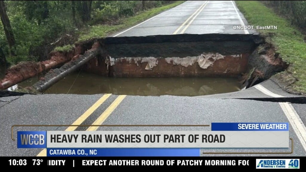 Heavy Rain Washes Out Part Of Road