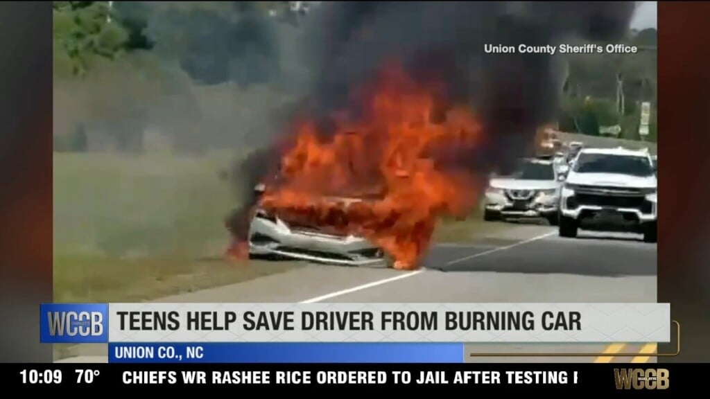 Teens Help Save Driver From Burning Car