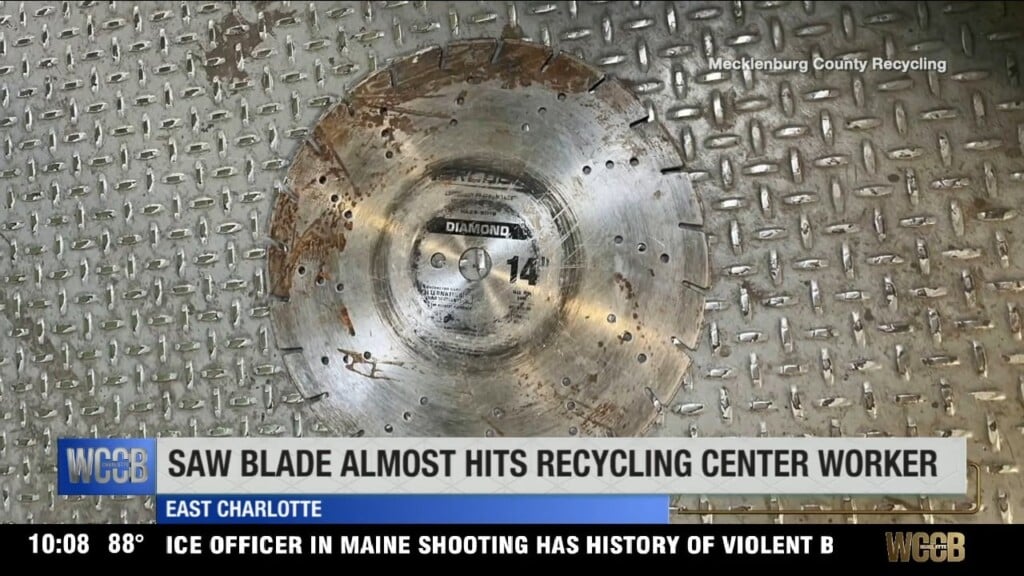Saw Blade Almost Hits Recycling Center Worker