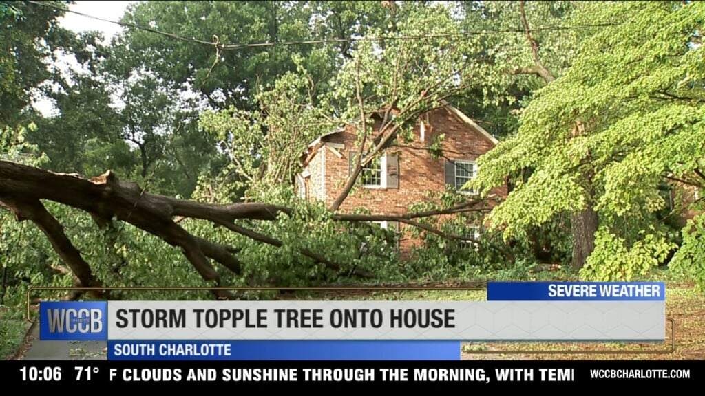 Storm Topples Tree Onto House
