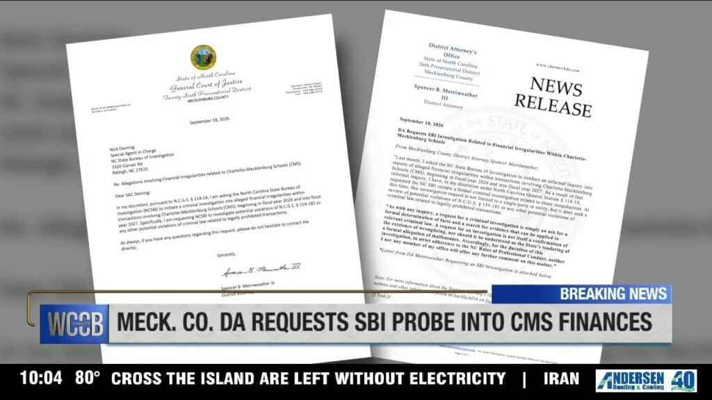 Mecklenburg Co. Da Requests Criminal Probe Into Cms Finances