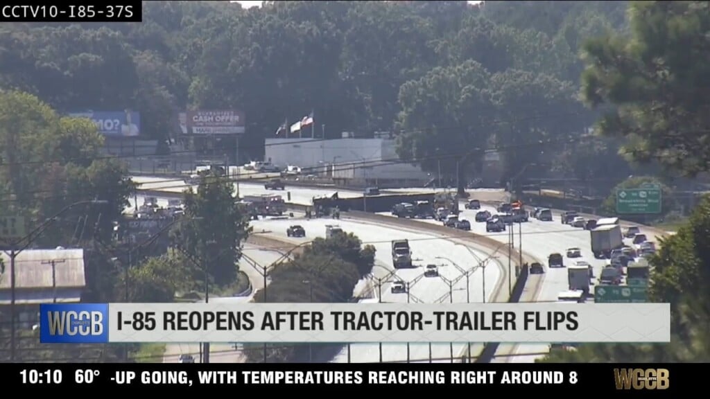 I 85 Reopens After Tractor Trailer Flips Over