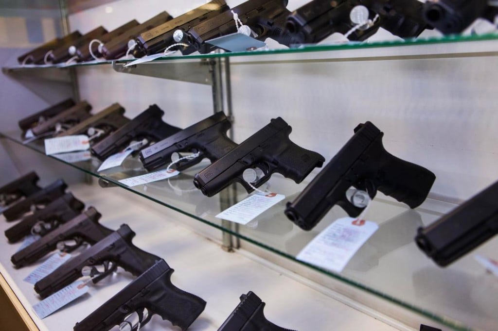 Handguns are seen at Metro Shooting Supplies on November 16