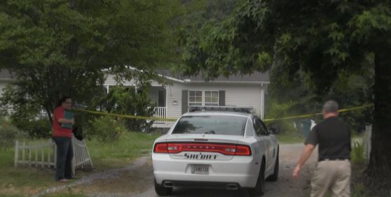The scene at a home on Post Oak Road Sunday