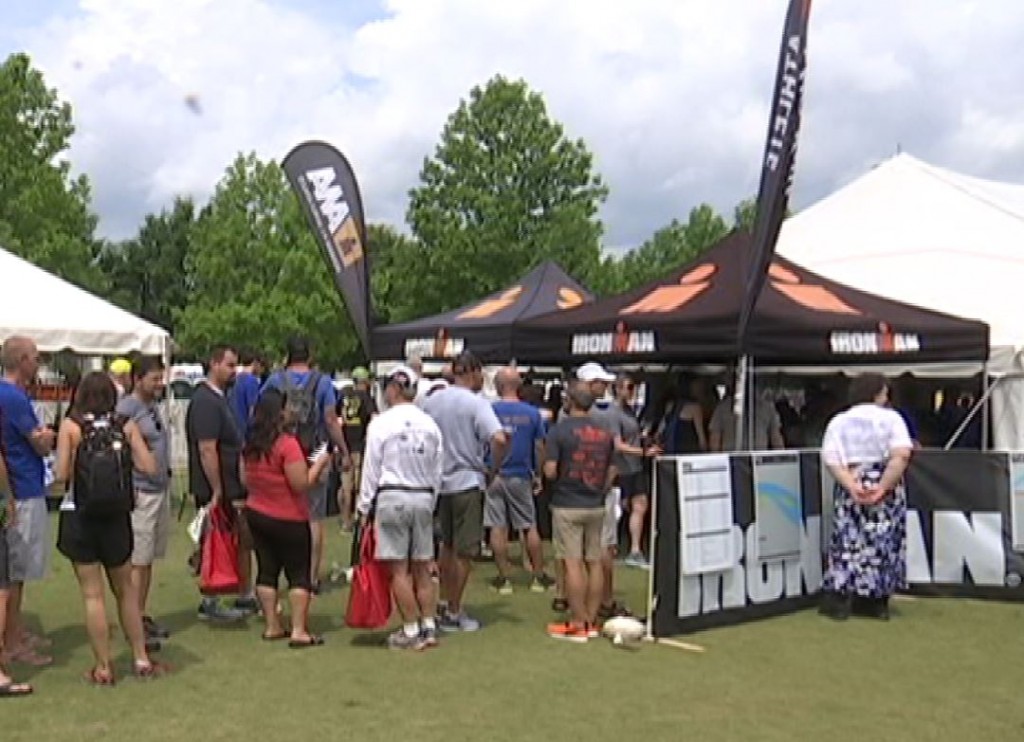 Ironman 70.3 line up to check-in