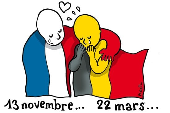 art work showing French solidarity with Belgium