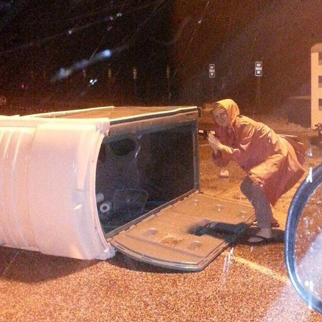 instagram photo of port-0-toilet turned over