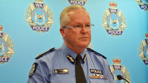 Police Commissioner Chris Dawson addresses the media in Perth