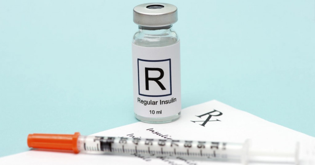 Prescription for insulin with regular insulin vial and syringe.