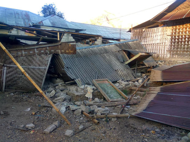Damage is seen following an earthquake in Lombok 