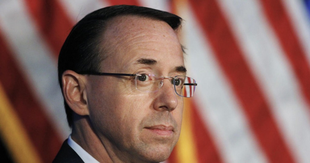Deputy Attorney General Rod Rosenstein listens during the Justice Department's National Summit on Crime Reduction and Public Safety