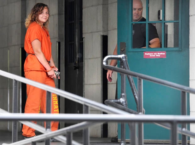 Reality Winner arrives at a courthouse in Augusta