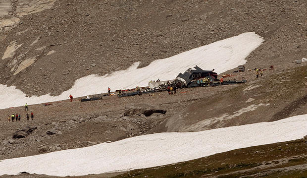 General view shows the accident site of a Junkers Ju-52 airplane of the local airline JU-AIR in 2