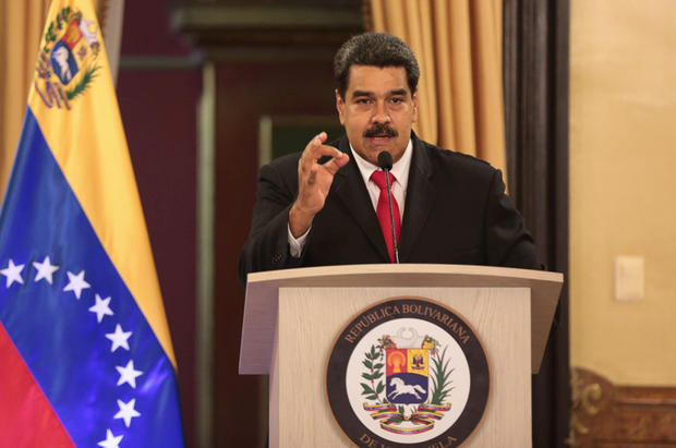 Venezuela's President Nicolas Maduro speaks during a meeting with government officials at the Miraflores Palace in Caracas