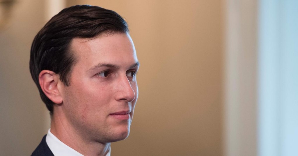 Senior Advisor Jared Kushner listens as US President Donald Trump speaks to the press on August 11