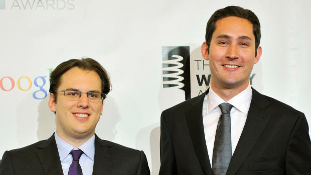 FILE PHOTO: Instagram founders Mike Krieger (L) and Kevin Systrom attend the 16th annual Webby Awards in New York May