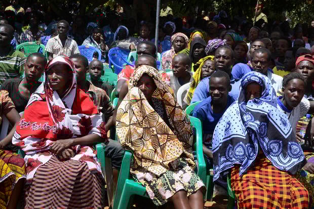 Relatives attend a mass burial ceremony for the victims of the MV Nyerere passenger ferry capsizing