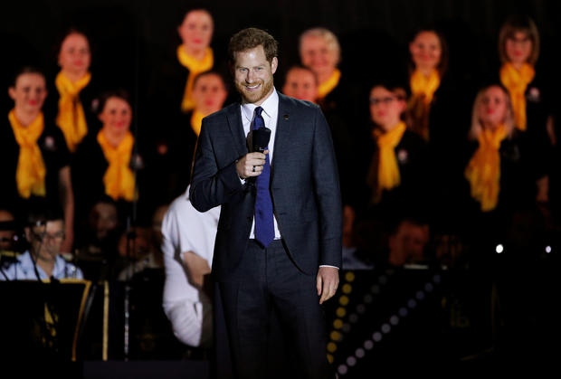 Britain's Prince Harry speaks during the opening ceremony of the Invictus Games at the Sydney Opera House