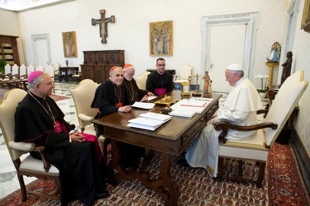 Pope Francis meets U.S. Catholic Church leaders Cardinal Daniel DiNardo