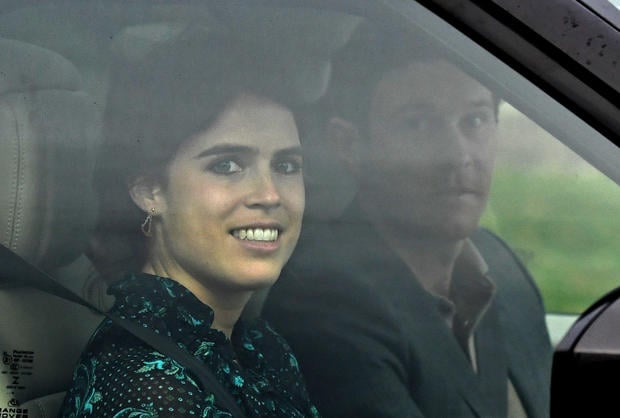 Britain's Princess Eugenie and Jack Brooksbank leave Windsor Castle a day ahead of their wedding in Windsor