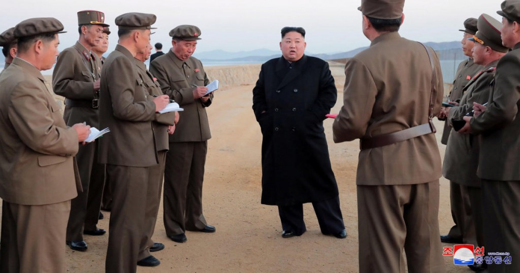 North Korean leader Kim Jong Un leads  the testing of a newly developed tactical weapon